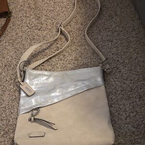Chic Cream and Silver Crossbody Bag